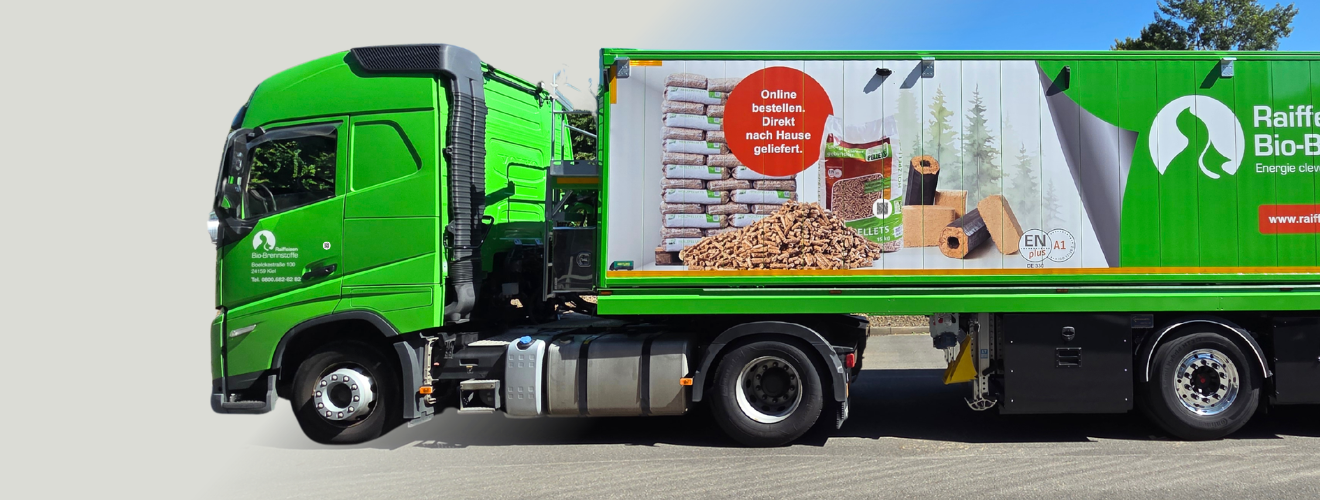 Grüner Pellet Floor von Raiffeisen Bio-Brennstoffe für den Transport und die Lieferung von Holzpellets.