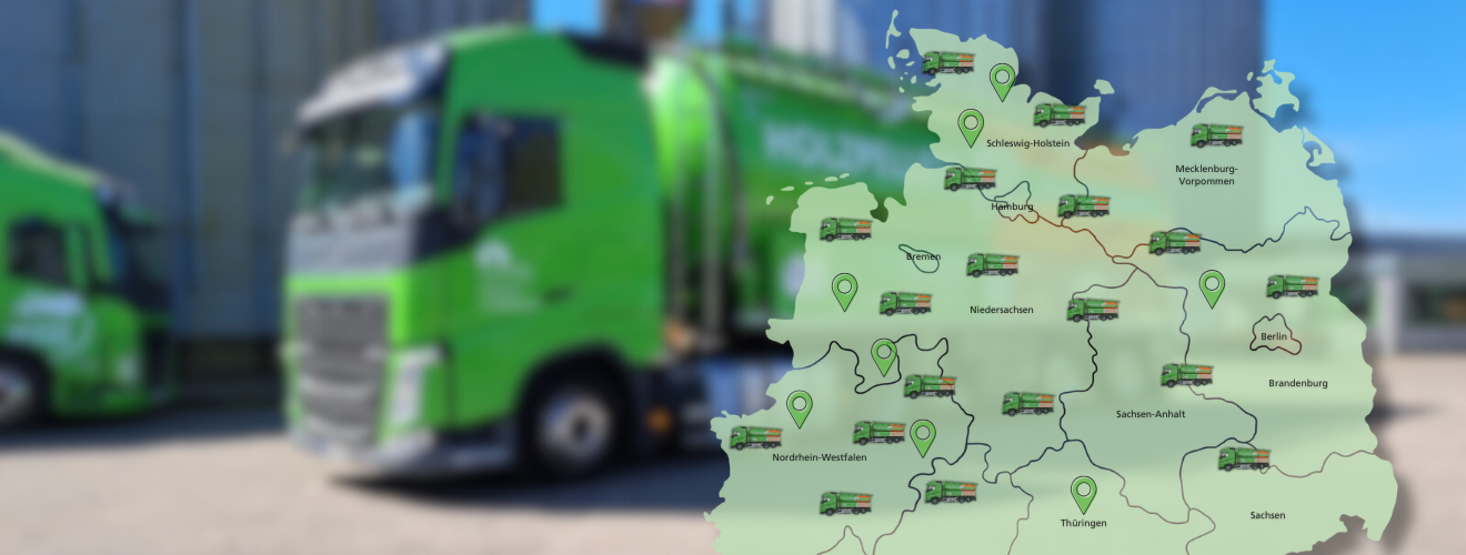 Liefergebiet der RBB mit ungefähren Fahrzeugstellplätzen und eionem LKW im hintergrund