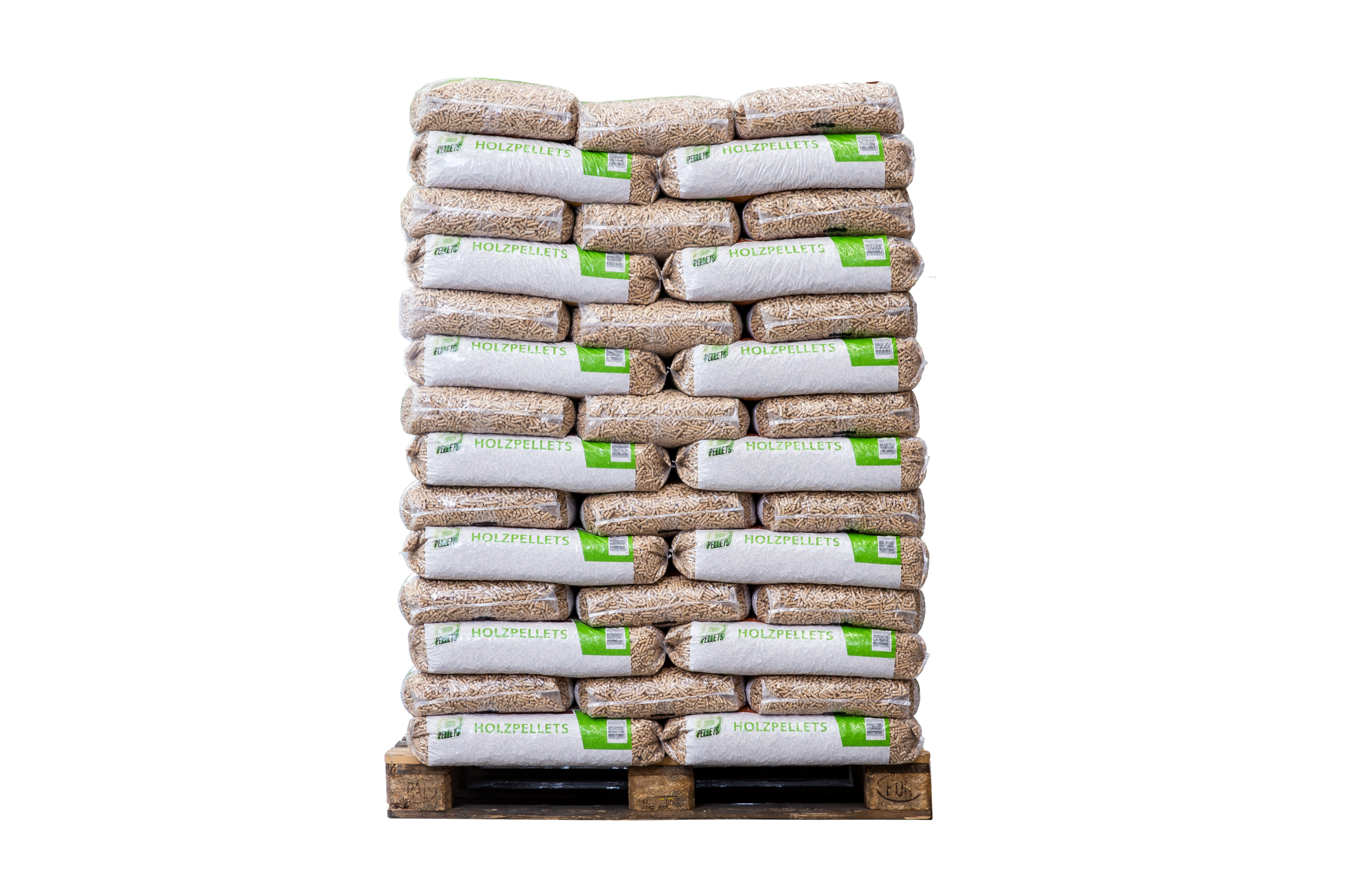 Freistellerfoto einer Palette RPellets Holzpellets