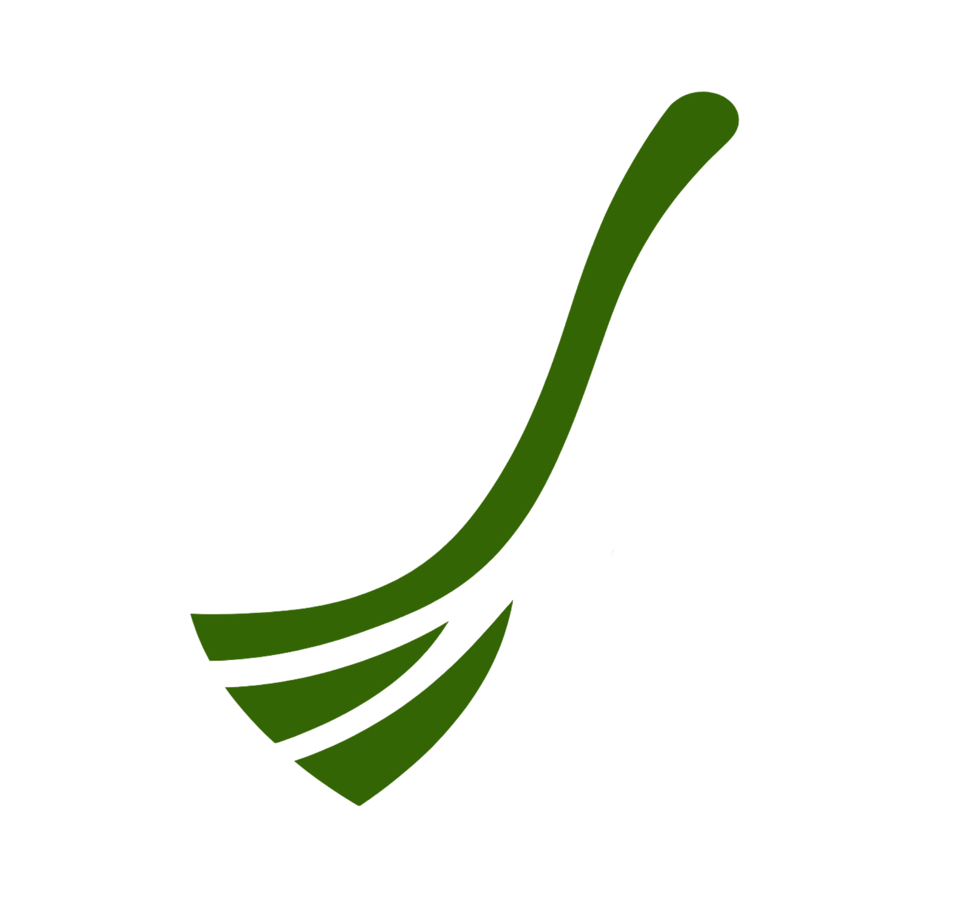 Grünes Icon mit Besenbewegung zur Darstellung von Sauberkeit oder Reinigung.