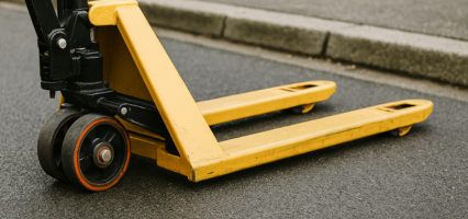 Hubwagen steht an Bordsteinkante-AI-generated