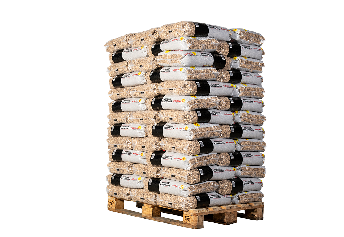 Foto einer Palette fidipell Holzpellets