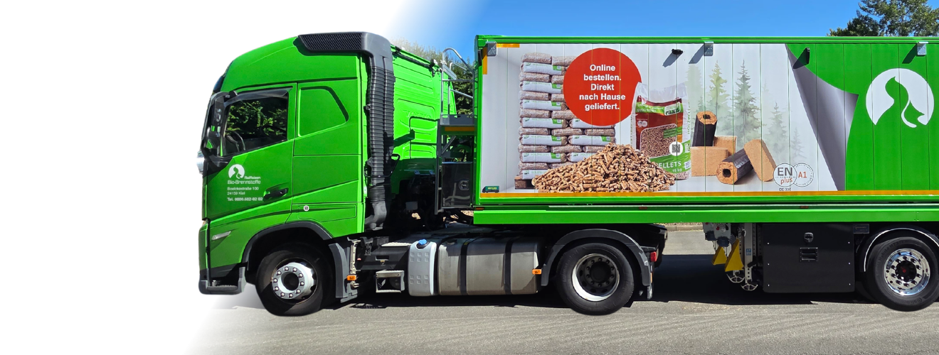 Grüner Pellet Floor von Raiffeisen Bio-Brennstoffe für den Transport und die Lieferung von Holzpellets.