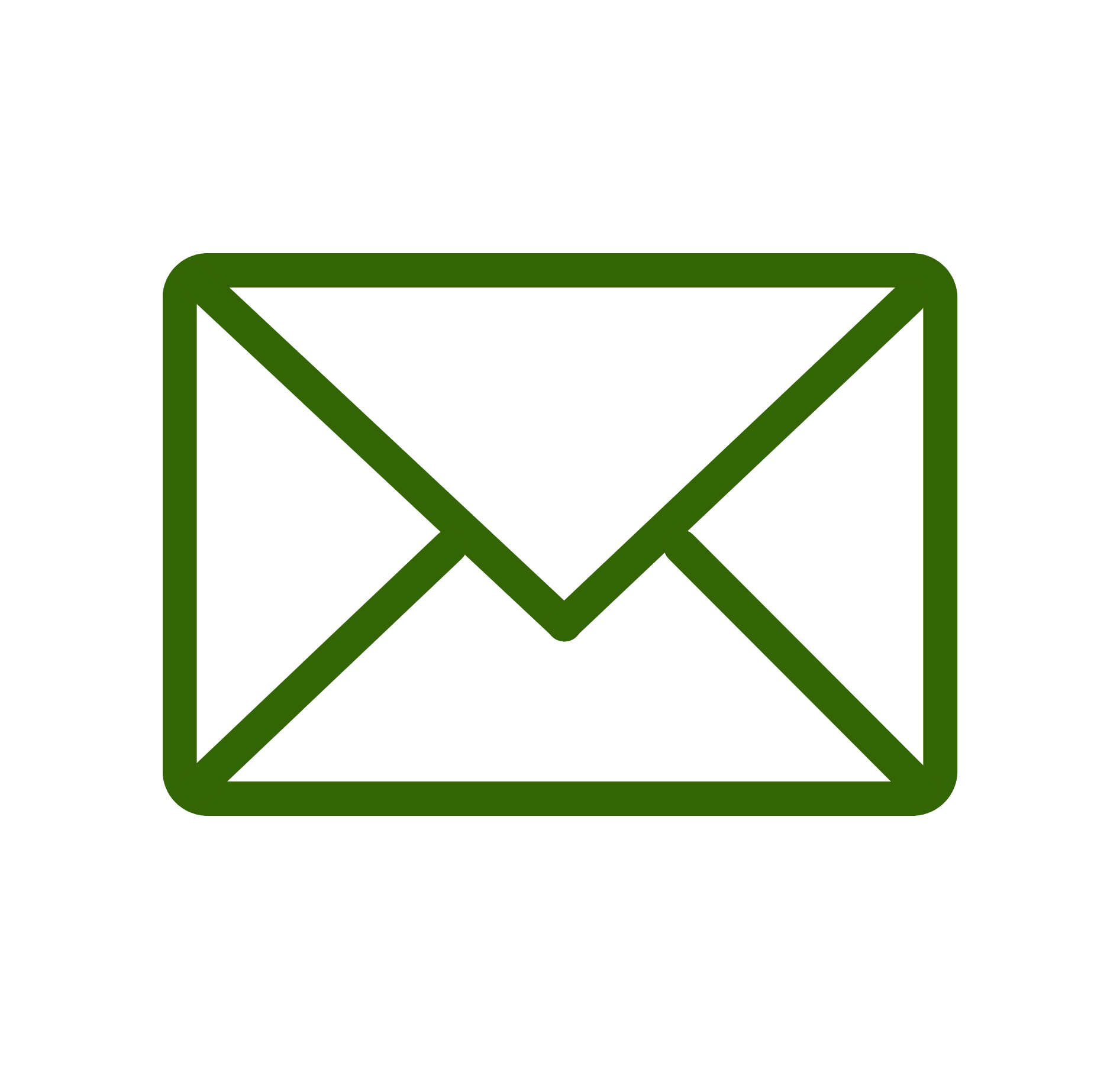 Schlichtes Newsletter-Icon als linienbasierter Briefumschlag im Stil der Raiffeisen Bio-Brennstoffe.