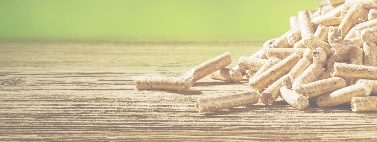 Banner Bild von Holpellets die auf  einem Holzboden liegen