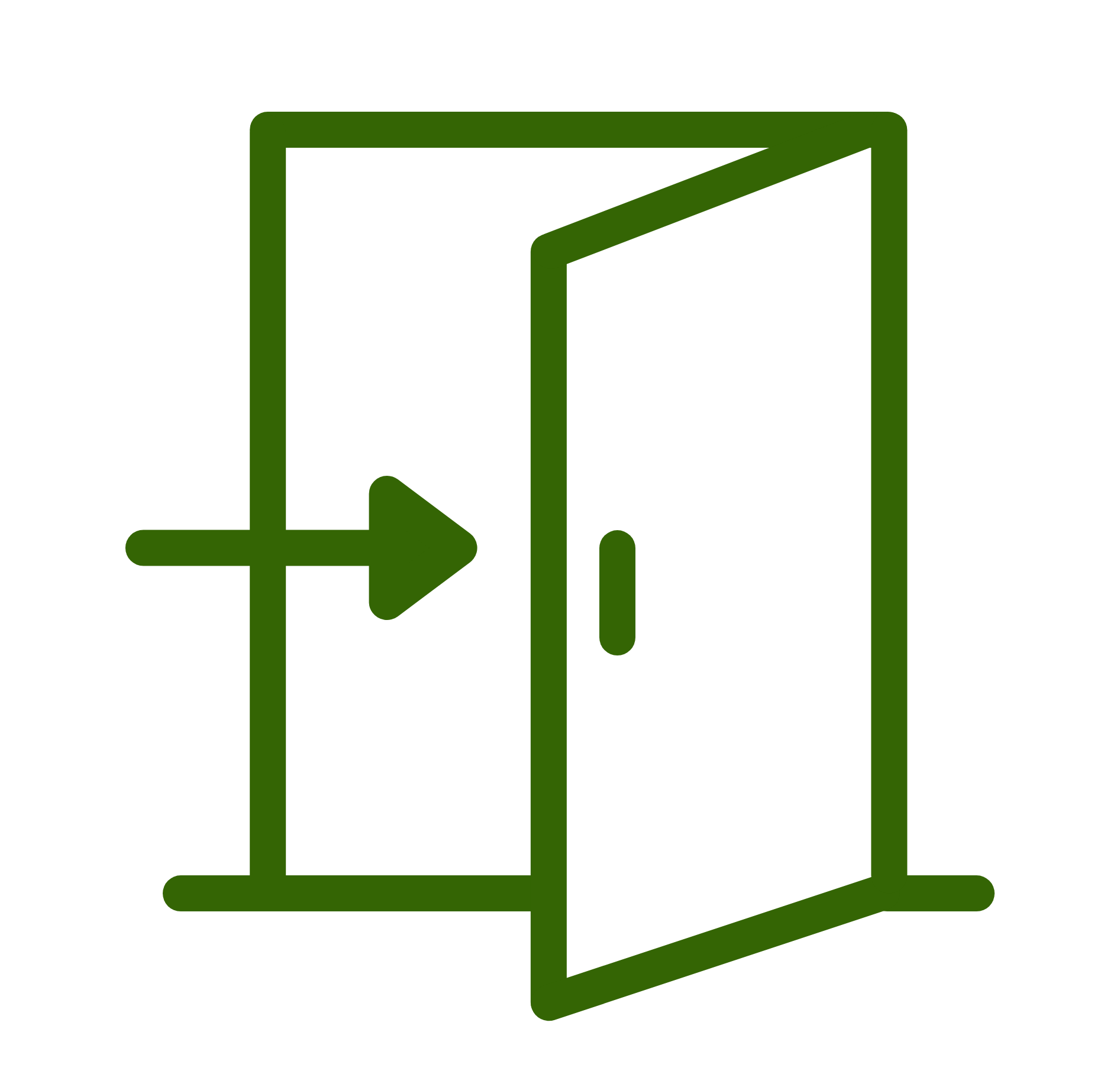 Grünes Tür-Icon mit Pfeil als Hinweis auf richtiges Lüften oder Luftaustausch.