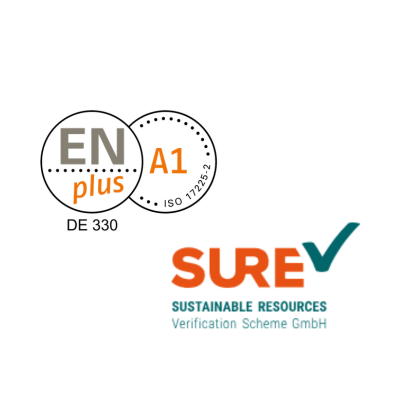 Zertifizierungslogos ENplus und Sure